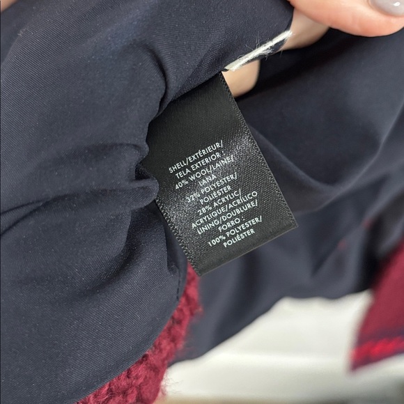 Ann Taylor Maroon, Plaid, Turtle Neck, Wool, Lined, Long, Winter Peacoat- small - Picture 8 of 11